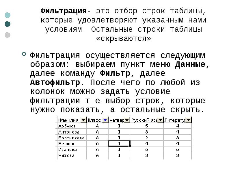 Строка таблицы это