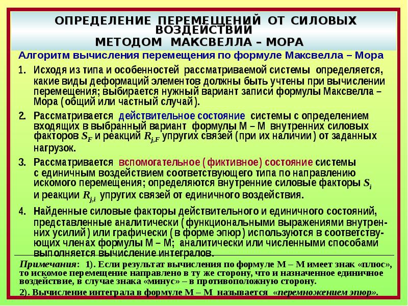 Теория определяющая. Определение перемещений от силового воздействия. Формирование единичного состояния при определении перемещений. Единичное вспомогательное состояние. Единичное воздействие.