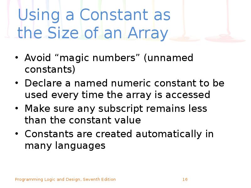 Using a Constant as the Size of an Array
Avoid Using a Constant as the Size of an Array
Avoid