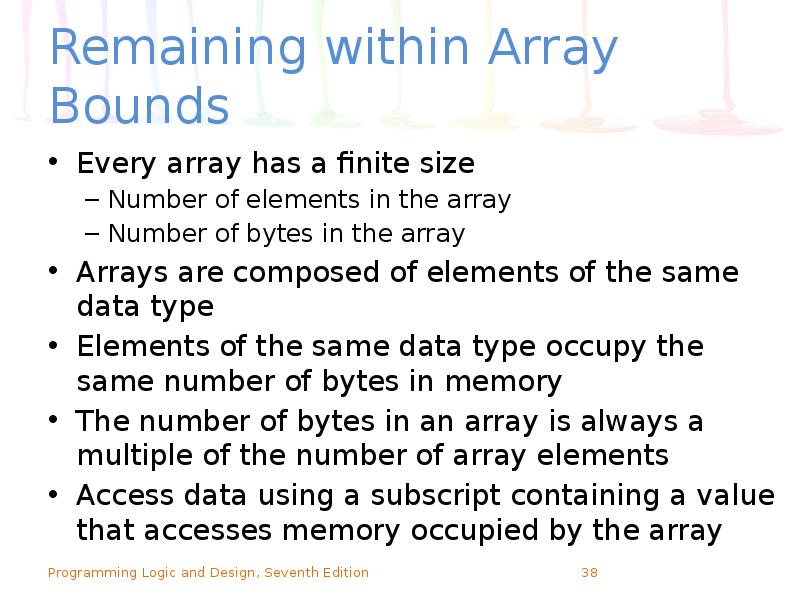 Remaining within Array Bounds
Every array has a finite size
Number Remaining within Array Bounds
Every array has a finite size
Number