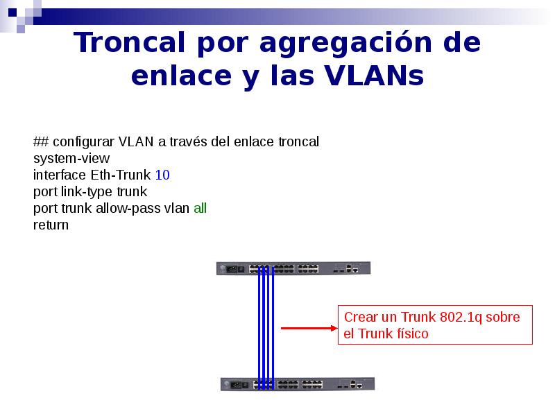 Troncal por agregación de enlace y las VLANs Troncal por agregación de enlace y las VLANs