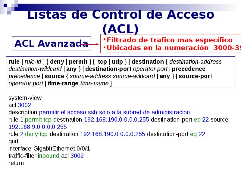 Listas de Control de Acceso (ACL) Listas de Control de Acceso (ACL)