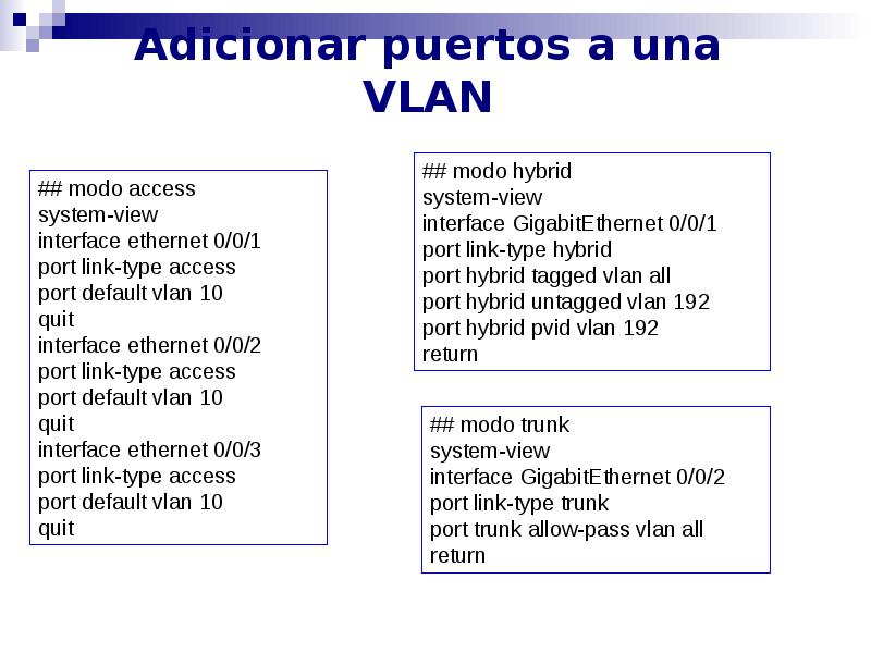 Adicionar puertos a una VLAN Adicionar puertos a una VLAN