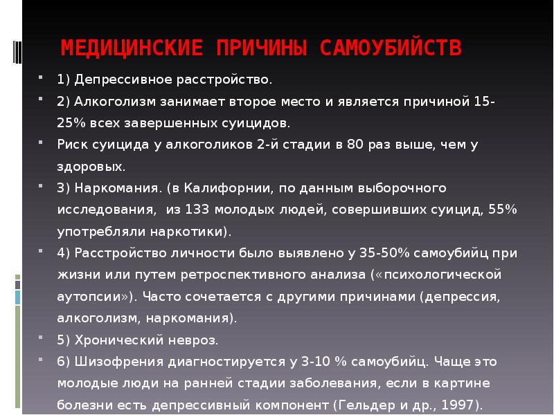 Суицидальный пациент. Решение проблемы суицида. Популярные причины суицида.