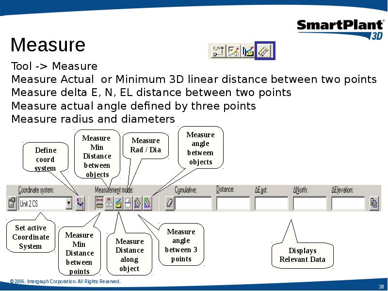 Tool -> Measure
Tool -> Measure
Measure Actual or Minimum 3D Tool -> Measure
Tool -> Measure
Measure Actual or Minimum 3D