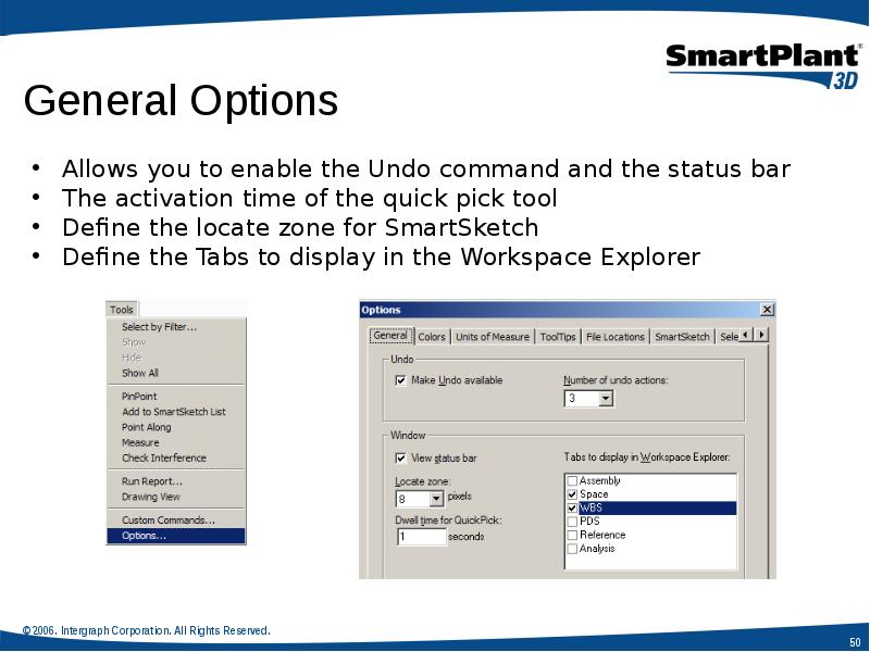 Allows you to enable the Undo command and the status bar
Allows you to enable the Undo command and the status bar