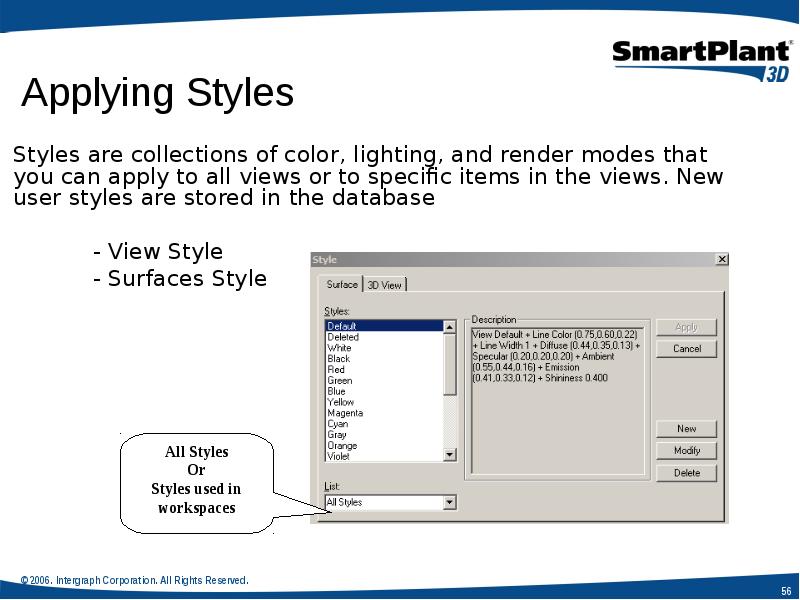 Styles are collections of color, lighting, and render modes that you Styles are collections of color, lighting, and render modes that you