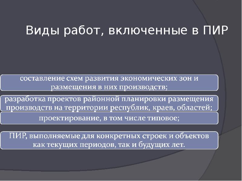 Пир в инвестиционной деятельности. Планы проектно-изыскательных работ составляются в.