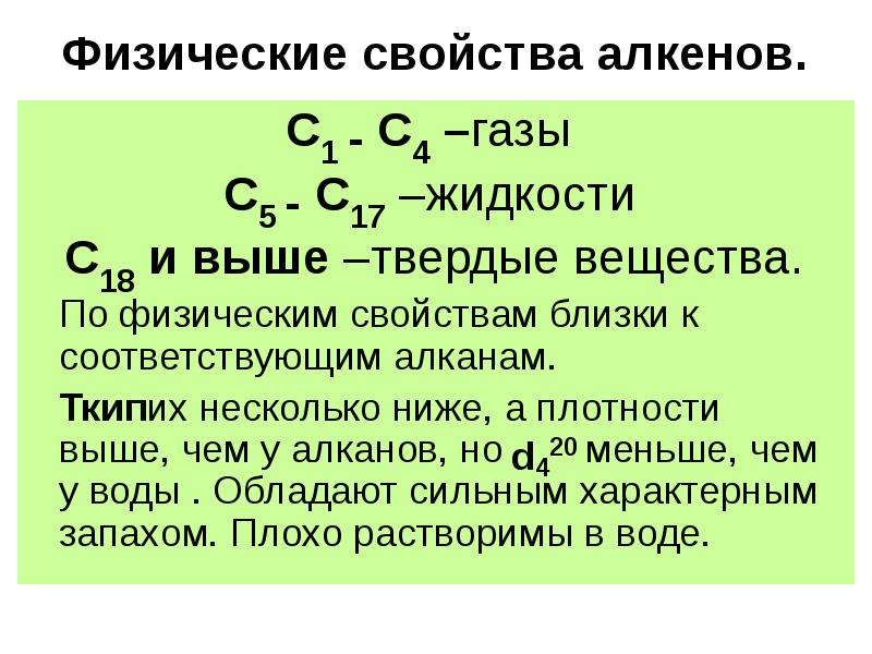 Охарактеризовать по приведенной ниже схеме непредельные углеводороды ряда этилена сформулировать