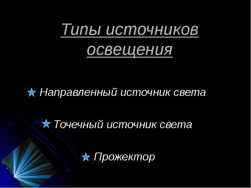 Источник направленного. Геометрическая оптика. Направленные источники света.