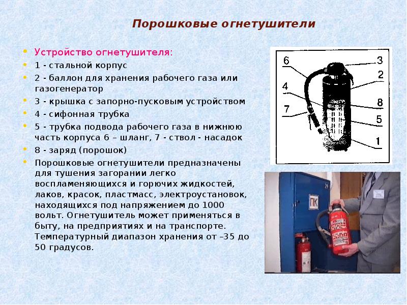 огнетушитель на объекте должен иметь