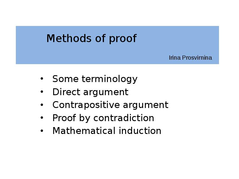 Methods of proof        