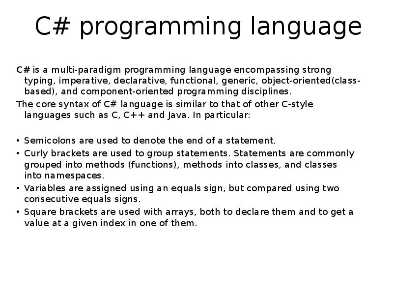 Generic object. Programming languages imperative and declarative. Multi-Paradigm.
