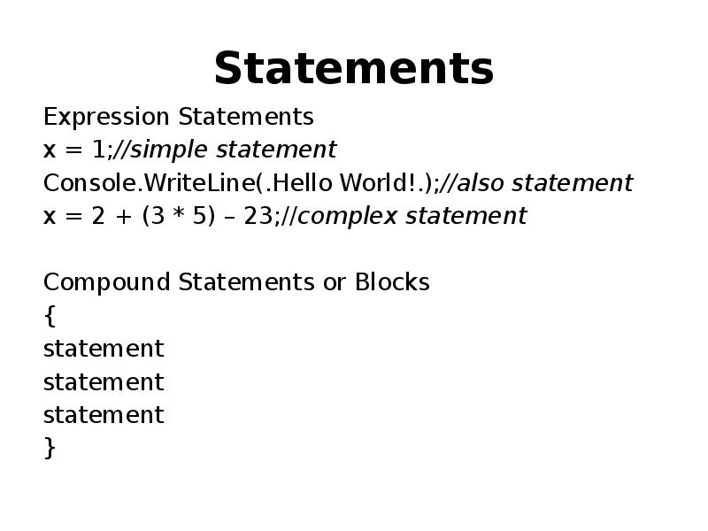 Expected statement c. Compound statement. expression и statement разница в javascript.