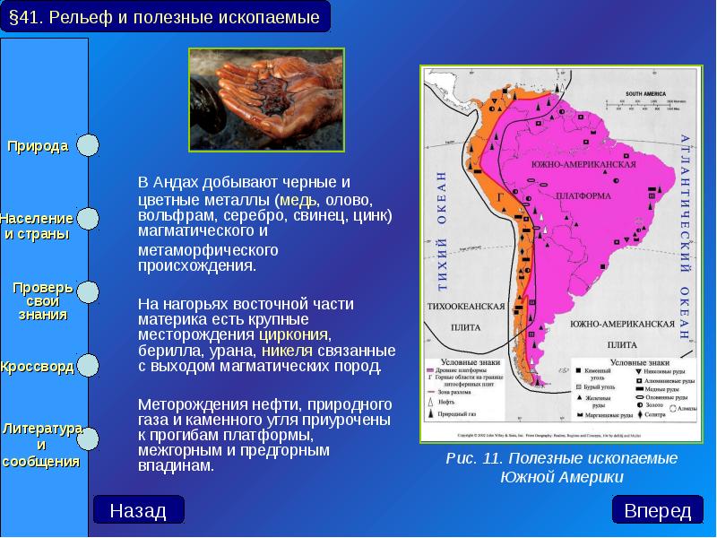 План описания природы южной америки