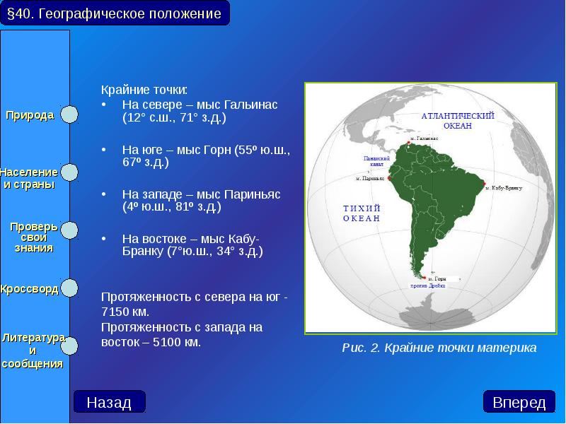 Крайние точки: Крайние точки: На севере – мыс Гальинас (12° с.ш.,