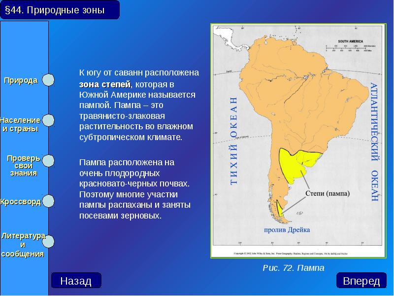 Составьте схему природно территориального комплекса пампы южной америки