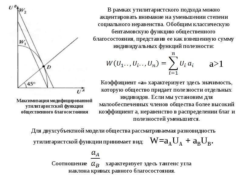 Функция общественного благосостояния. Функция общественного благосостояния