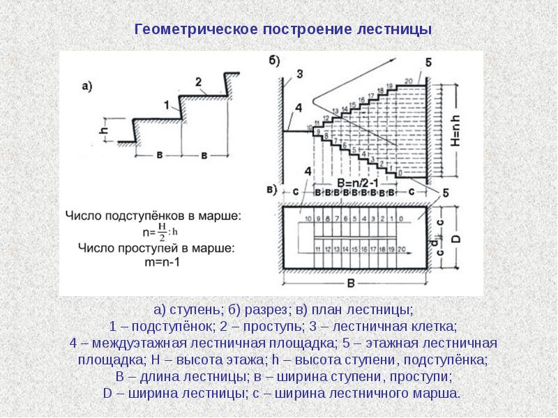 Ступень чисел. Разрез лестницы чертеж построение. Геометрическое построение лестницы. Разрез лестницы на плане. Вычерчивание лестницы на разрезе.