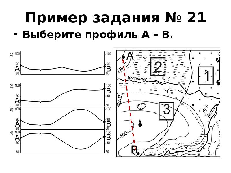 Пример задания № 21
Выберите профиль А – В. Пример задания № 21
Выберите профиль А – В.