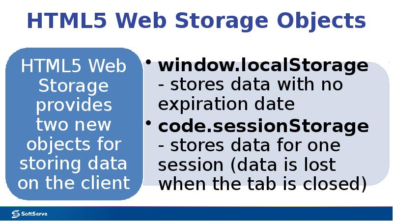 HTML5 Web Storage Objects