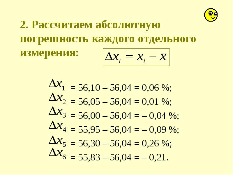 Расчет абсолютной погрешности