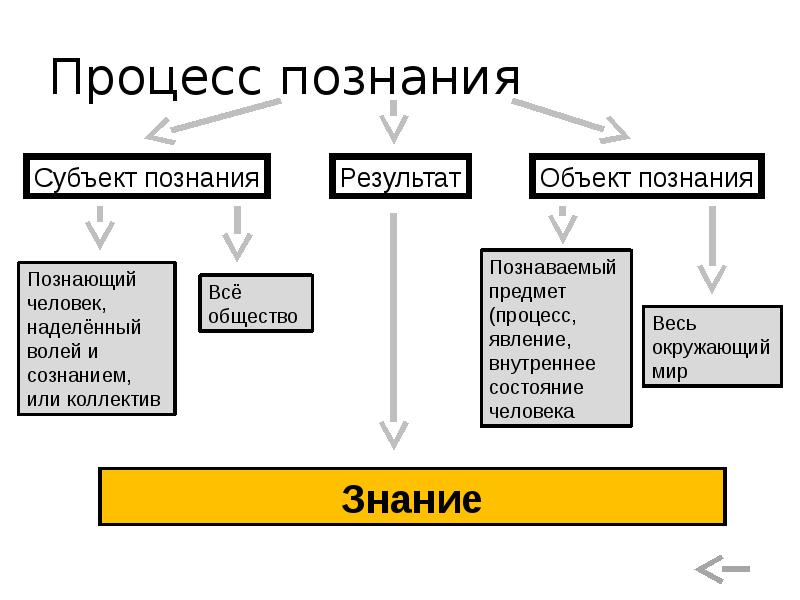 Процесс познания означает