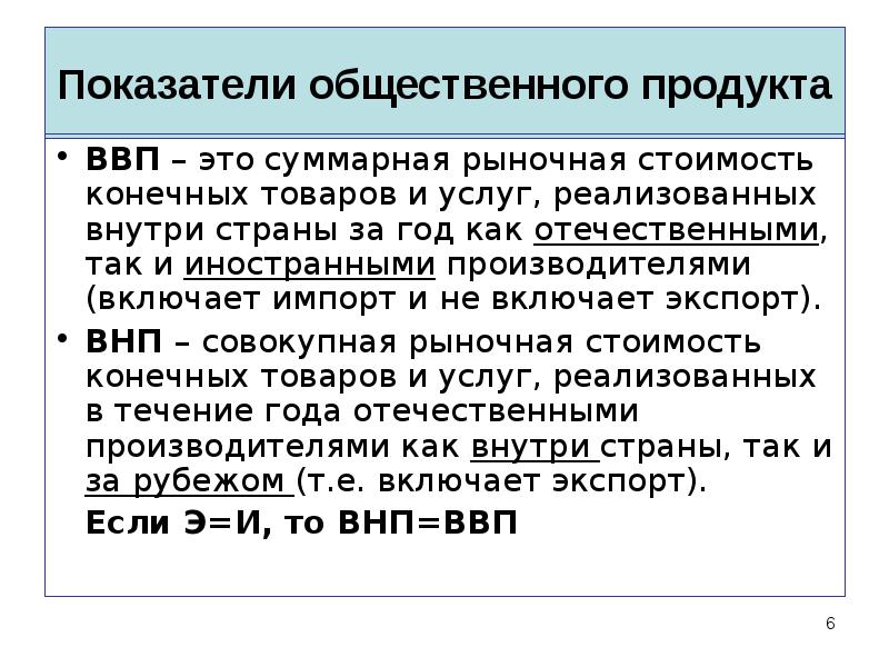 Стоимость товаров и услуг произведенных внутри страны