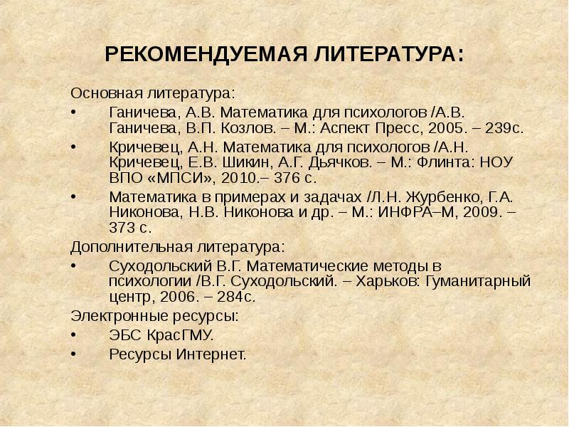 Рекомендованная литература