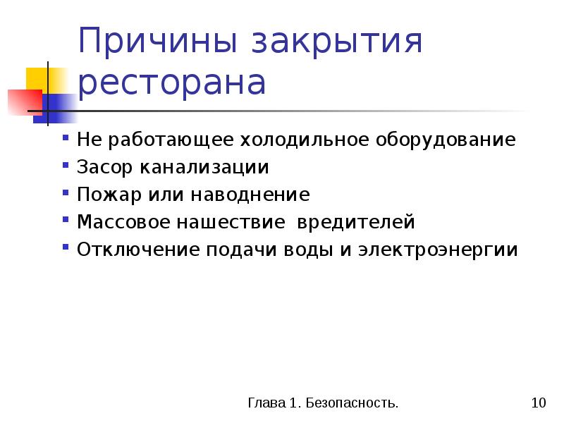 Причина закрытия