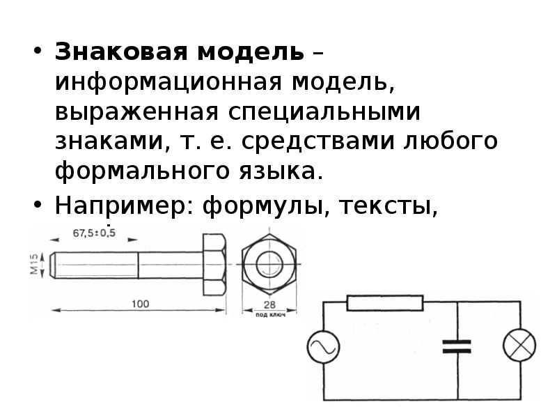 Выберите образную модель схема формула