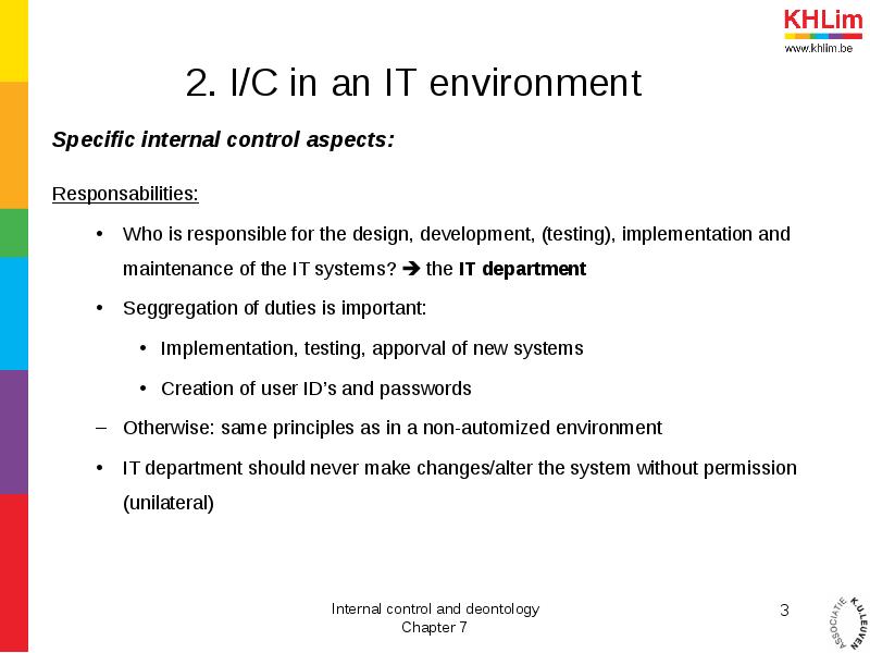 Internal control and deontology - Chapter 7 IT auditing