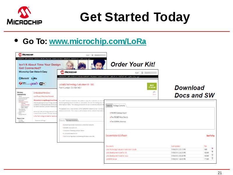 Get Started Today
Go To: www.microchip.com/LoRa Get Started Today
Go To: www.microchip.com/LoRa