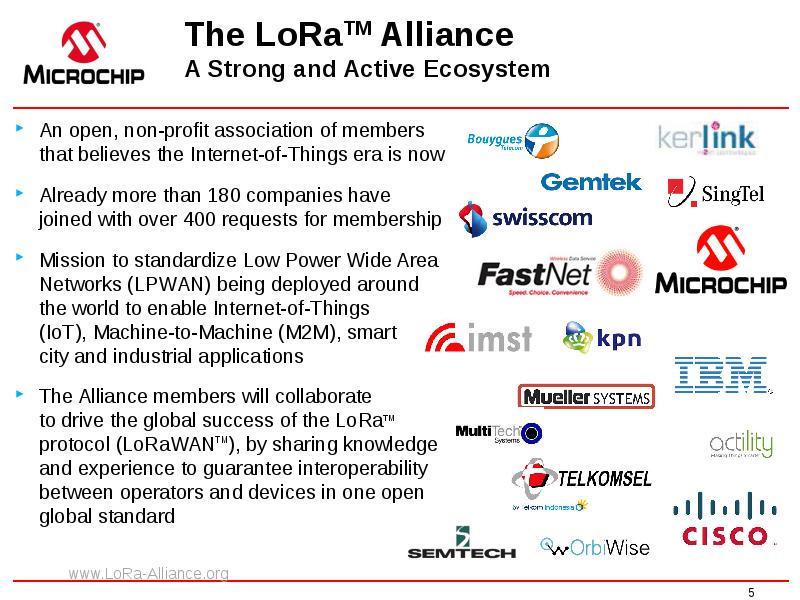 The LoRaTM Alliance A Strong and Active Ecosystem The LoRaTM Alliance A Strong and Active Ecosystem