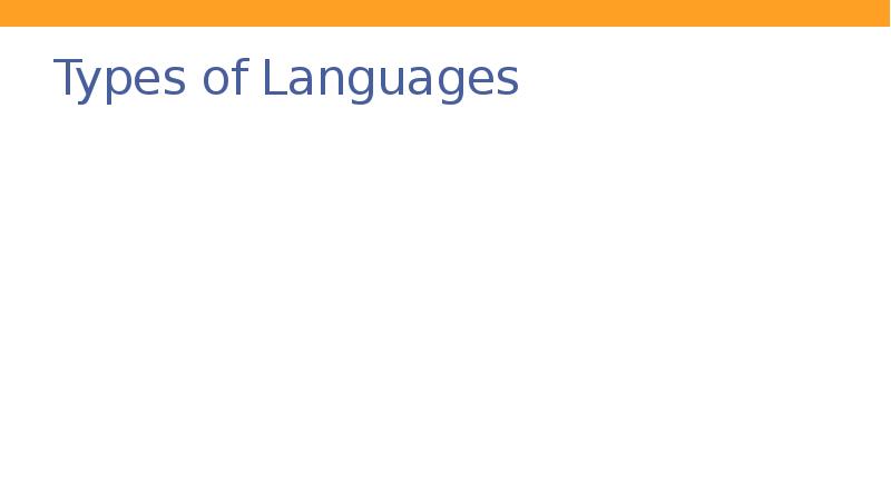 Types of Languages Types of Languages