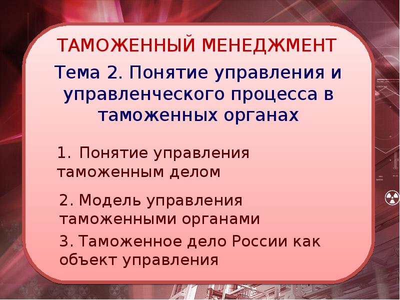 Таможенное дело как объект и субъект управления презентация