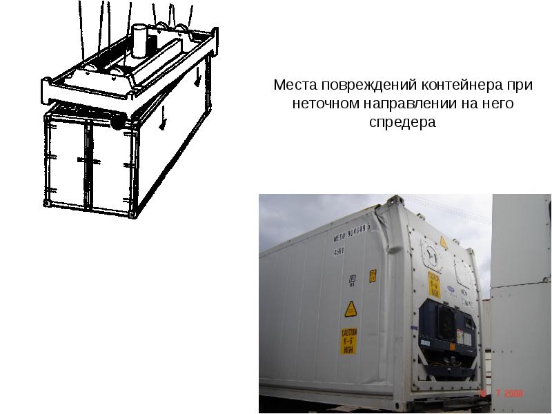 Места повреждения. Неисправности контейнеров. Повреждения контейнеров. Дефекты контейнеров. Повреждение ЖД контейнера.