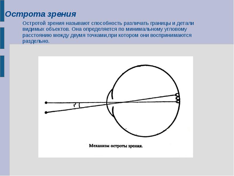 Острота зрения отражает способность оптической системы глаза строить четкое изображение