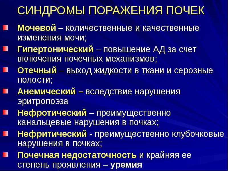 Мочевые синдромы презентация