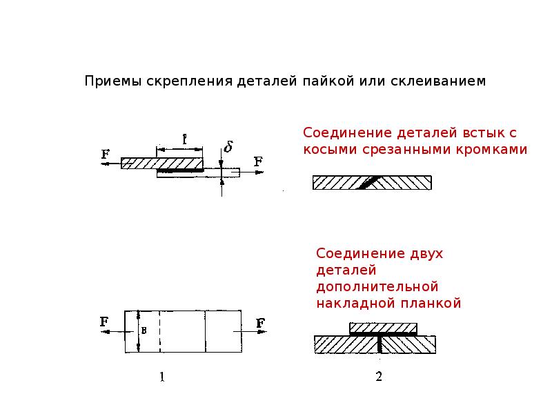 Паяные и клееные соединения на чертеже