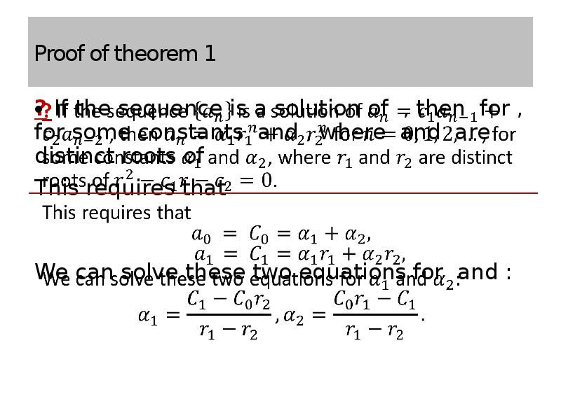 Proof of theorem 1 ? If the sequence is a solution