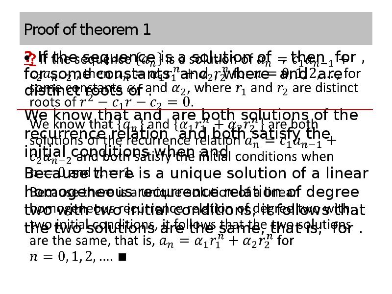 Proof of theorem 1 ? If the sequence is a solution