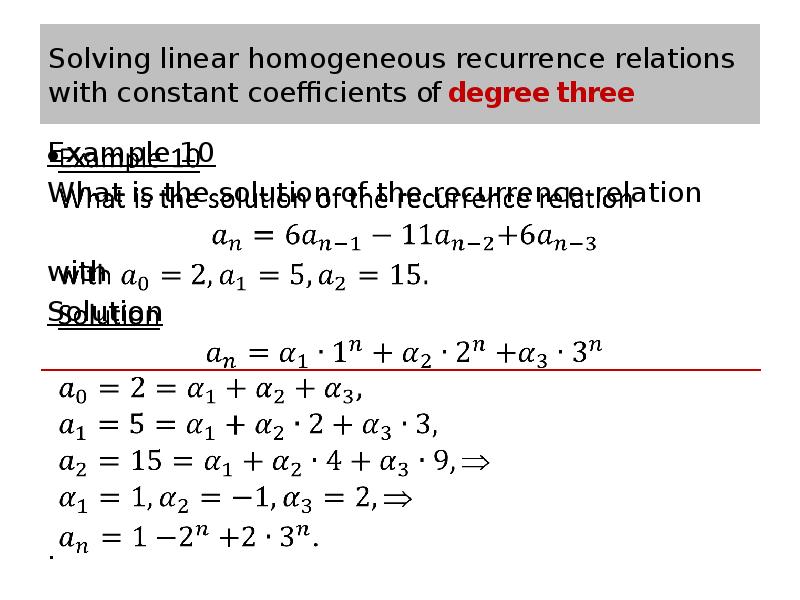 Solving linear homogeneous recurrence relations with constant coefficients of degree three