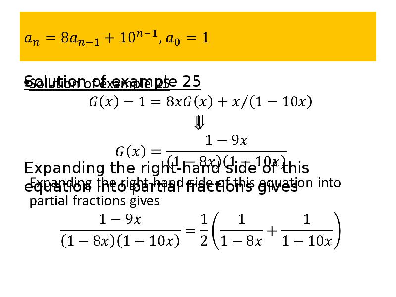 Solution of example 25  Expanding the right-hand side of this