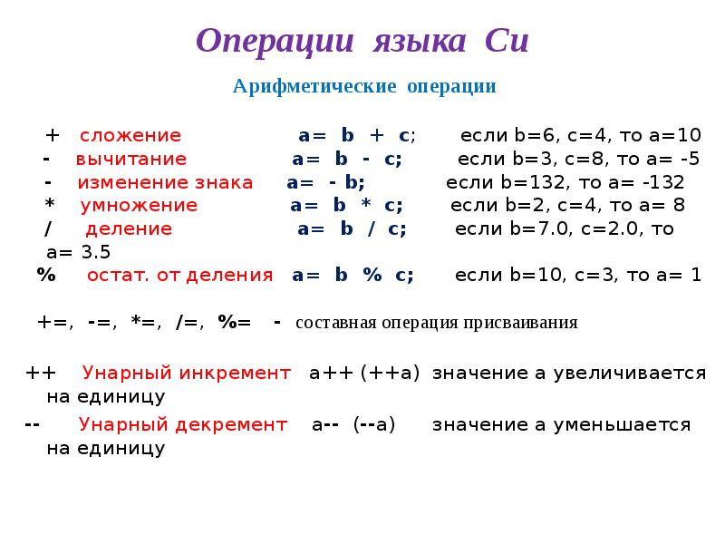 Арифметические операции в c. Арифметические операции в си. Логические операции в си. Операции в языке си. Арифметические операции языка си.