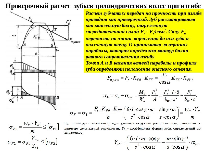 Расчетная схема зубчатой передачи