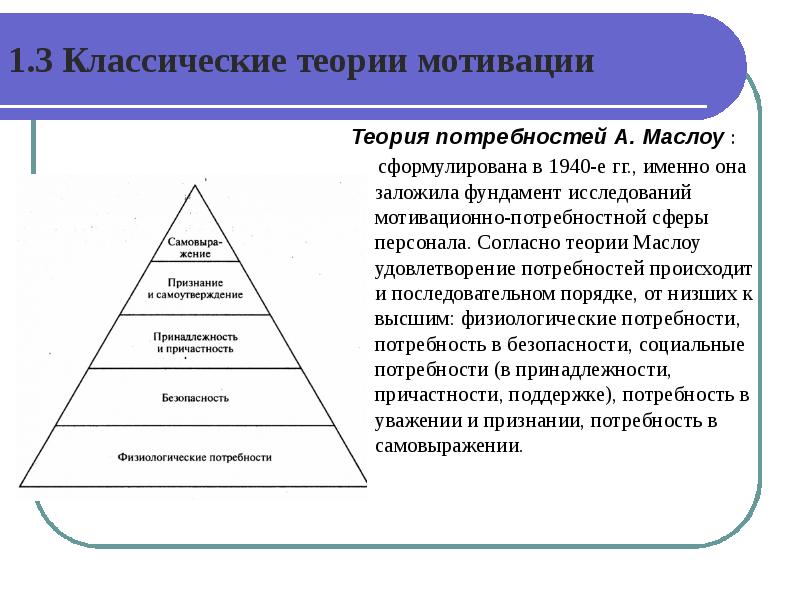 Содержательном плане выделяют потребности человека