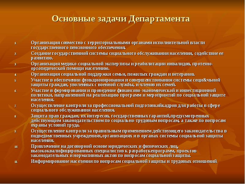 Проект мероприятий в рамках совершенствования организации работы в системе социального обеспечения