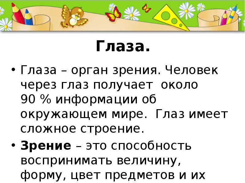 Проект 4 класс про зрение