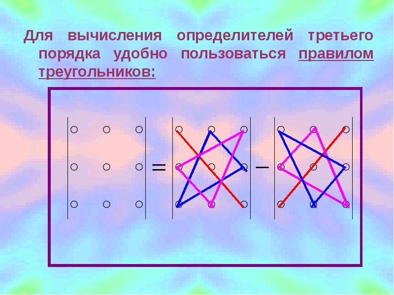 Как вычислить определитель третьего порядка по схеме треугольников